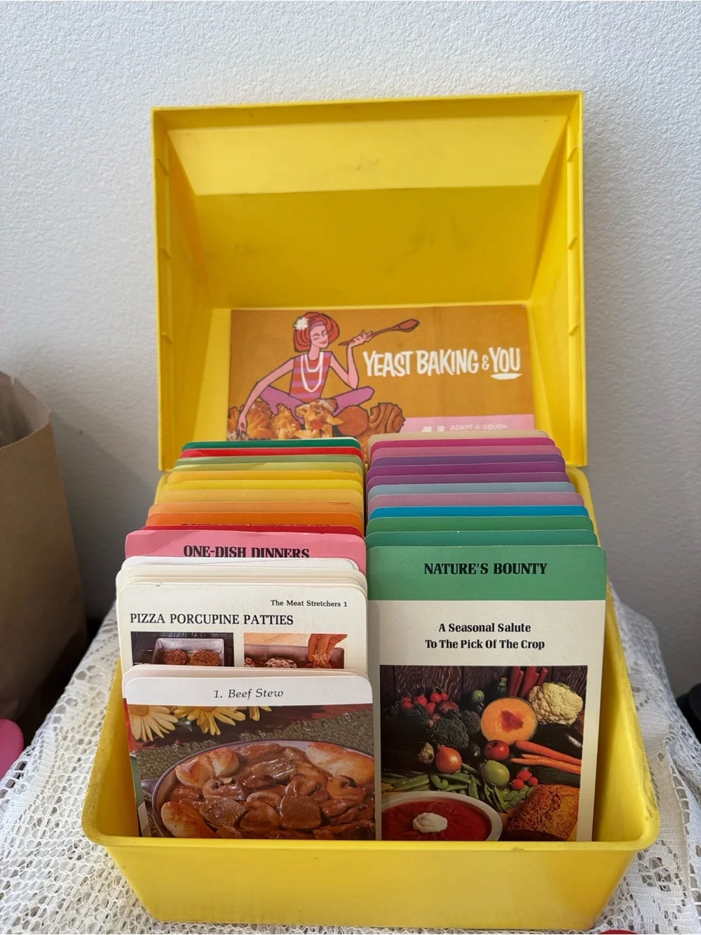 Vintage Betty Crocker Step by Step Recipe Card Collection in Yellow Box